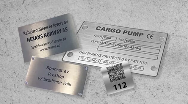 Stålskilt lasermerket. Robuste og værbestandige