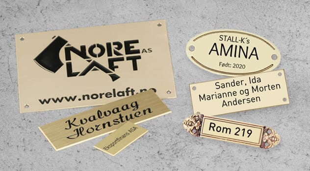 Graverte messingskilter