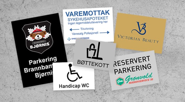 Plastskilter gravert eller foliert