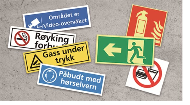 HMS skilt for arbeidsmiljø og sikkerhet