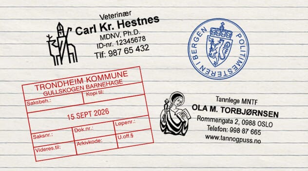 Redigerbare stempelmaler tilpasset bransjer