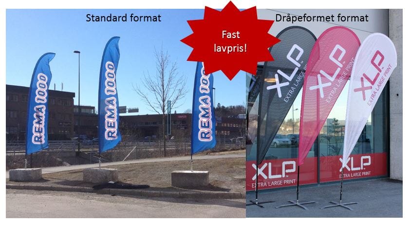 Beach flagg -  komplett reklameflagg med trykk