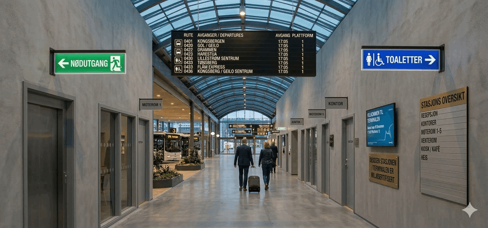 Skilt til bedrifter. Innendørs og utendørs bruk