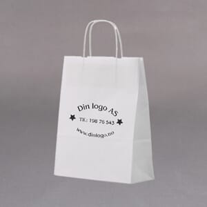 Hvite papirposer 22x10x33cm 200stk