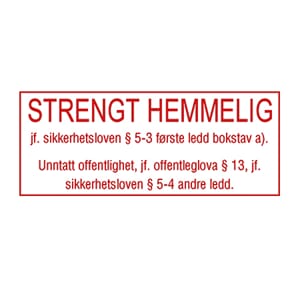 Sikkerhetsgraderingstempel STRENGT HEMMELIG
