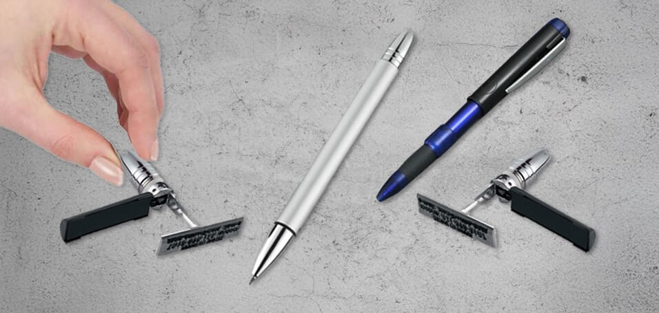 Stempelpenn med tekst