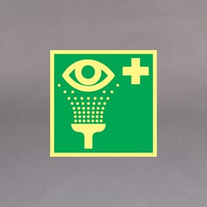 Plastskilt etterlysende skilt Øyedusj 20x20cm