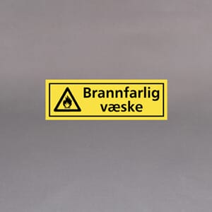 Advarselsetikett Brannfarlilg væske 30x10cm