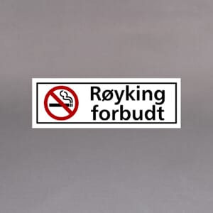 Forbudsskilt Røyking forbudt 30x10cm