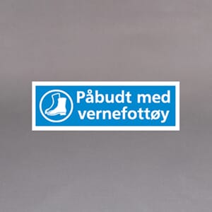 Plastskilt Påbudt med vernefottøy 30x10cm