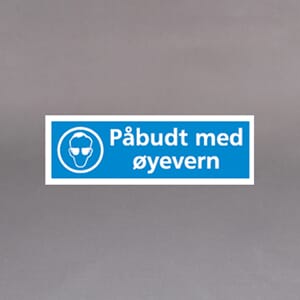 Plastskilt Påbudt med øyevern 30x10cm