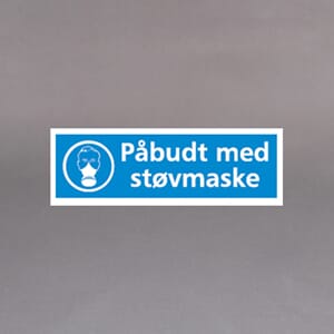 Plastskilt Påbudt med støvmaske 30x10cm
