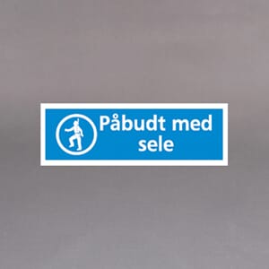 Plastskilt Påbudt med sele 30x10cm