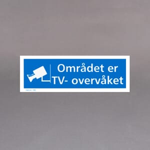 Plastskilt med info TV-overvåket 30x10cm