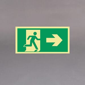 Plastskilt etterlysende utg. skilt Mann + pil høyre 30x15cm
