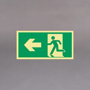 Plastskilt etterlysende utg. skilt Mann + pil venstre 30x15cm