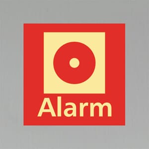 Alarm brannetikett 20x20cm