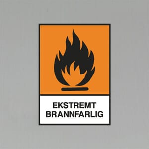 Advarselsetikett Ekstremt brannfarlig 10.5x7,5cm