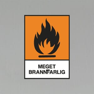 Advarselsetikett Meget brannfarlig 10.5x7,5cm