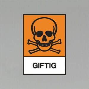 Advarselsetikett Giftig 10.5x7,5cm
