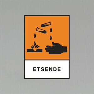 Advarselsetikett Etsende 10.5x7,5cm