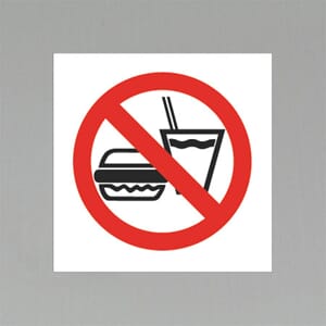 Forbuds etikett Forbudt med mat 20x20cm