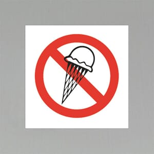 Forbuds etikett Forbudt med is 20x20cm