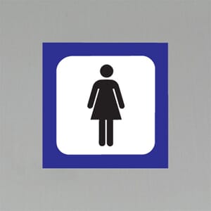 Plastskilt med info Dame toalett 20x20cm