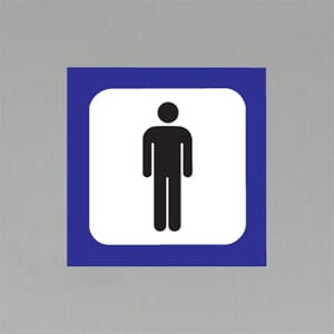 Plastskilt med info Herre toalett 20x20cm