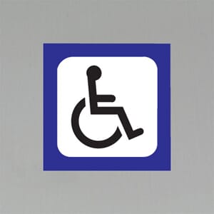 Plastskilt med info Rullestol 20x20cm