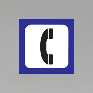 Plastskilt med info Telefon 20x20cm