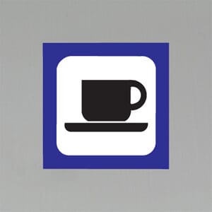 Plastskilt med info Kafeteria 20x20cm