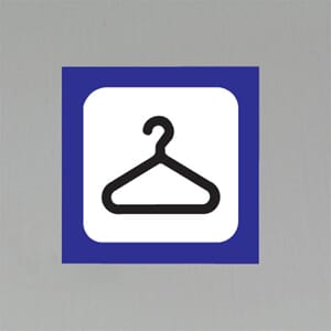 Plastskilt med info Garderobe 20x20cm