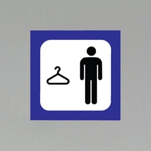 Plastskilt med info Garderobe Herre 20x20cm