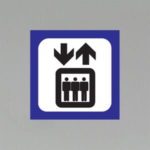 Plastskilt med info Heis 20x20cm