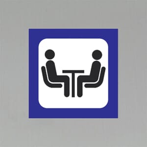 Plastskilt med info Oppholdsrom 20x20cm