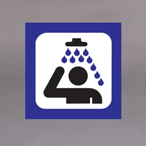 Plastskilt med info Dusj 20x20cm