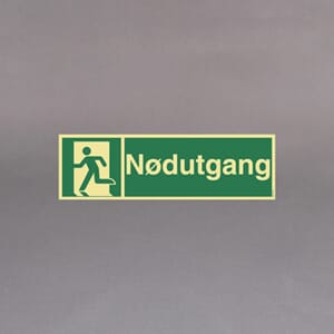 Plastskilt etterlysende utg. skilt Nødutgang 33x10cm