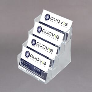 Visittkortholder aluminium 4 rom -klar akryl-horisontal