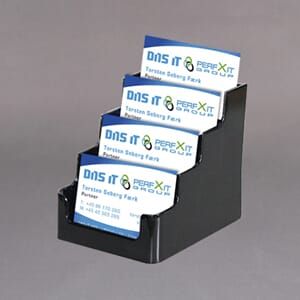 Visittkortholder aluminium 4 rom- Sort polystyrol-horisontal