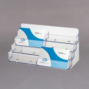 Visittkortholder aluminium 8 rom klar akryl horisontal