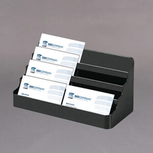 Visittkortholder aluminium 8 rom klar Sort horisontal