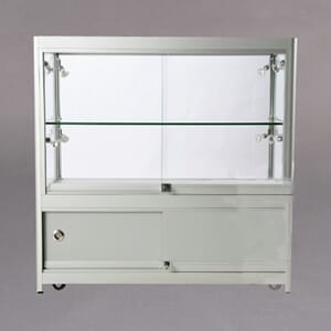 Vitrineskap med spotter 90x90x45cm Sølv m/8 spotter