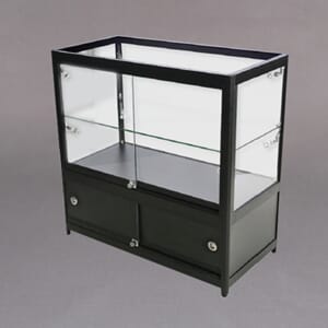 Vitrineskap med spotter 90x90x45cm Sort m/8 spotter