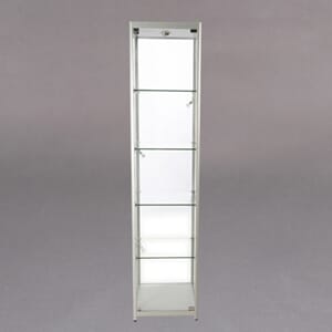 Vitrineskap med spotter 45x200x45cm Sølv m/5 spotter