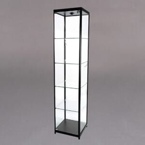 Vitrineskap med spotter 45x200x45cm Sort m/4 spotter