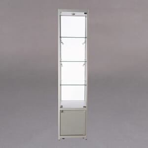 Vitrineskap med spotter 45x200x45cm Sølv m/5 spotter