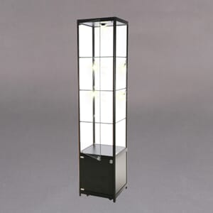 Vitrineskap med spotter 45x200x45cm Sort m/2 spotter