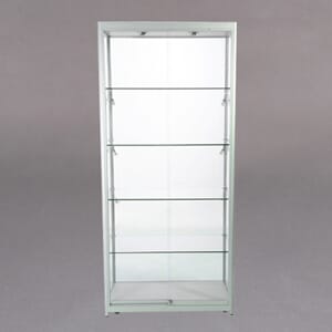 Vitrineskap med spotter 90x200x45cm Sølv m/8 spotter