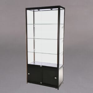 Vitrineskap med spotter 90x200x45cm Sort m/8 spotter